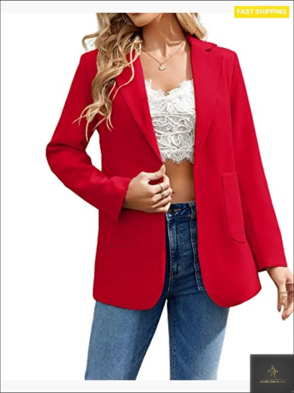 Open Front Blazer Long Sleeve Notch Collar Casual Work Office Jacket Lightweight
